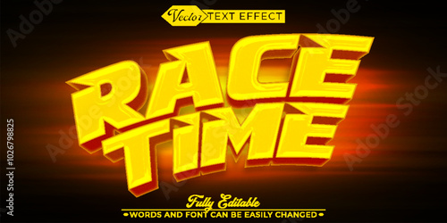 Yellow Faster Race Time Vector Editable Text Effect Template