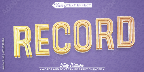 Retro Record Vector Editable Text Effect Template