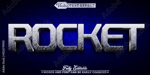 Dark Blue Rocket Vector Editable Text Effect Template