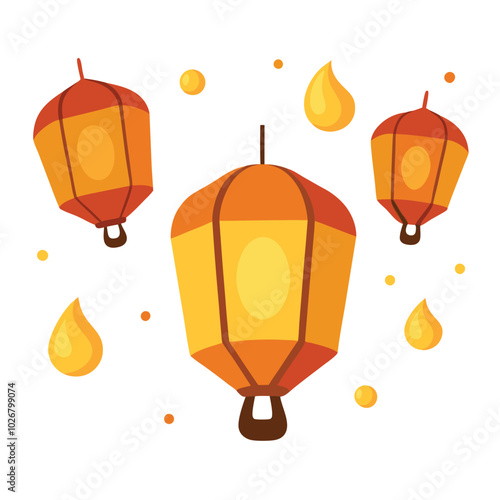 Floating lantern vector illustration