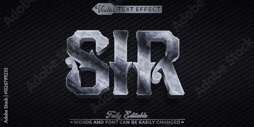 Silver Gray Sir Vector Editable Text Effect Template