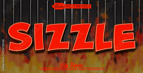 Meat Grill Vector Editable Text Effect Template