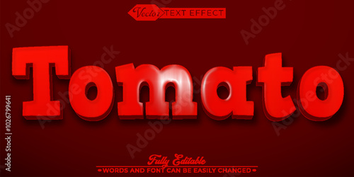 Cartoon Fresh Vegetable Tomato Vector Editable Text Effect Template