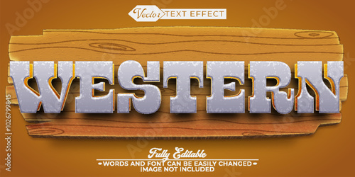 Wooden Western Cowboy Vector Editable Text Effect Template