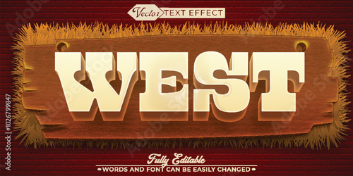 Wooden Worn West Cowboy Vector Editable Text Effect Template