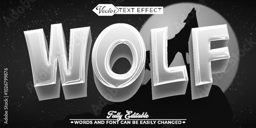 Gray Wolf Fur Vector Editable Text Effect Template photo