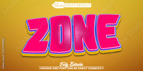 Cartoon Zone Vector Editable Text Effect Template