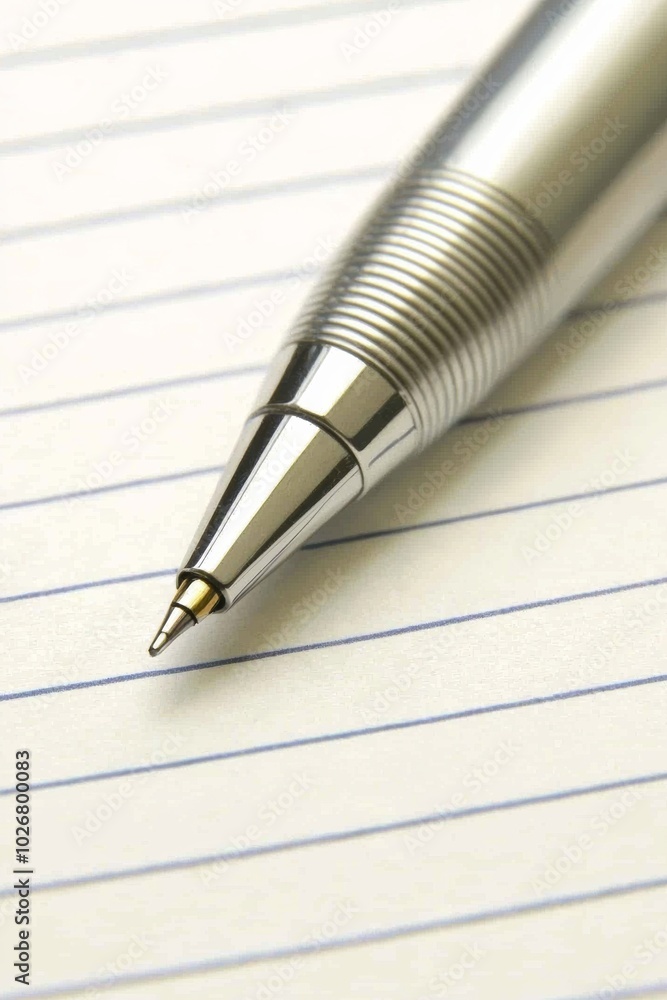 Writing Essentials: Lined Paper and Pen on Desk Writing Essentials: Lined Paper and Pen on Desk