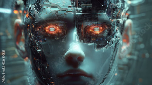 Futuristic silicon-based AI symbolizing the technological singularity photo