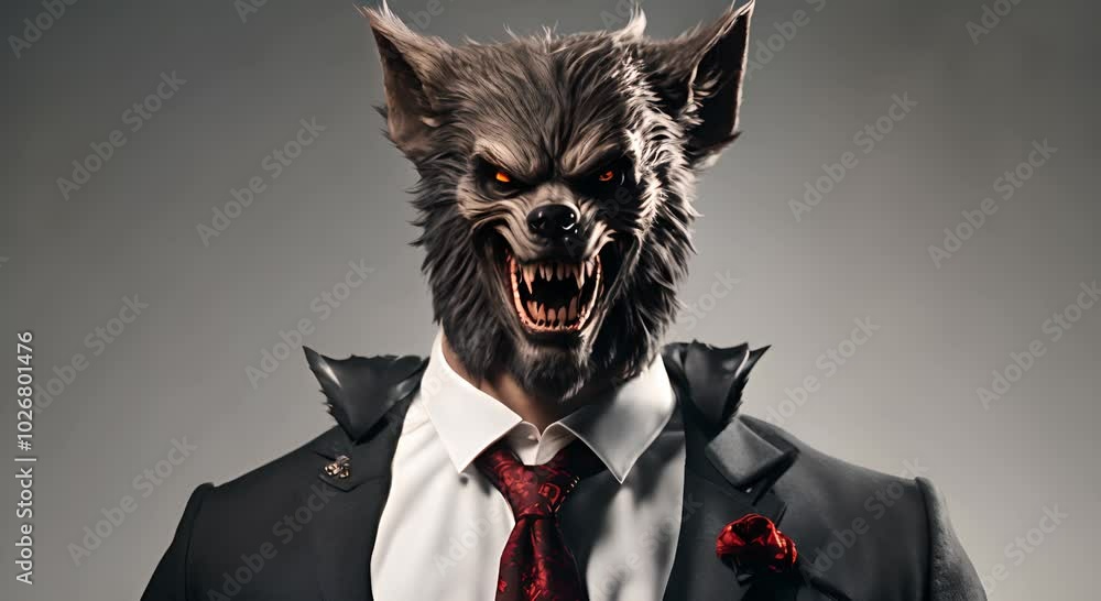 A frightening werewolf Halloween outfit 4k animation A frightening werewolf Halloween outfit 4k animation