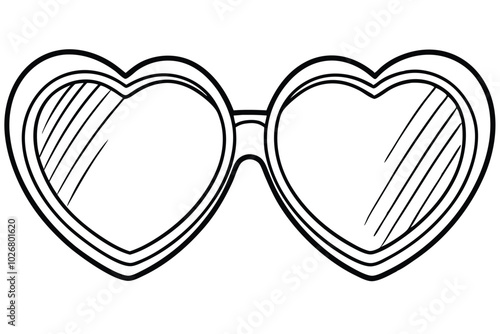 Funny Heart-shaped sunglasses vector silhouette