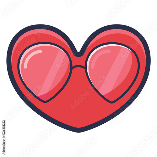 Funny Heart shaped sunglasses vector illustration isolated on a white background