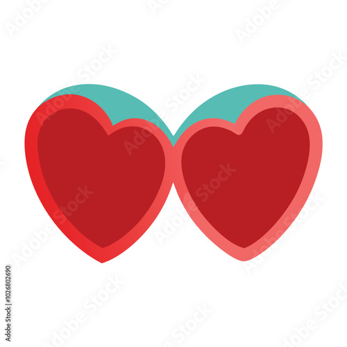 Funny Heart shaped sunglasses vector illustration isolated on a white background