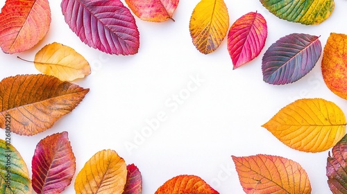 Colorful Autumn Leaves on a White Background