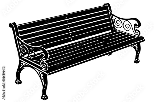 Beautiful bench separately on a white background