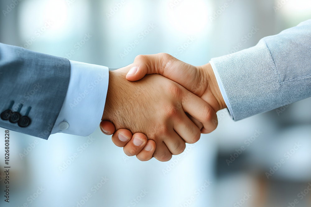 Professional Business Handshake in Modern Office Setting - Corporate Partnership Stock Photo Professional Business Handshake in Modern Office Setting - Corporate Partnership Stock Photo