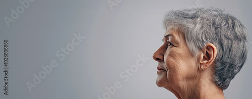 Senior woman posing showing body positivity side view