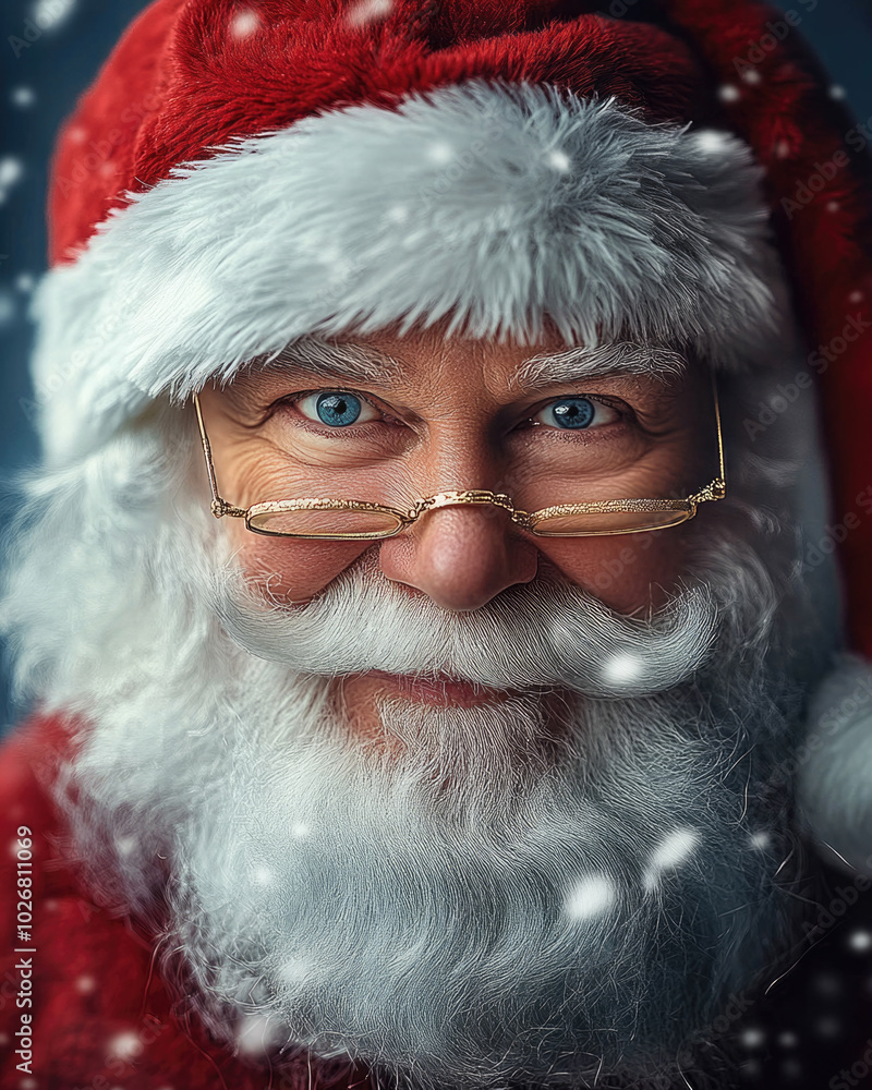 primer plano de Santa Claus o papá Noel, con una sonrisa inteligente, concepto de Navidad y de celebración en los días especiales. primer plano de Santa Claus o papá Noel, con una sonrisa inteligente, concepto de Navidad y de celebración en los días especiales.