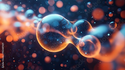 Fototapeta Naklejka Na Ścianę i Meble -  blue and orange glossy 3d blobs representing data points and clusters in a machine learning visualization using scikit learn for a presentation slide