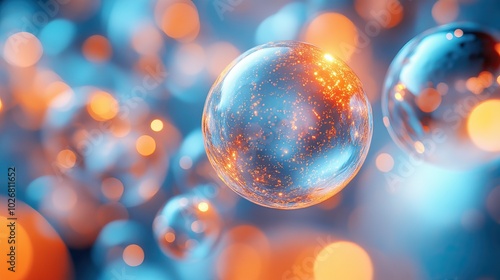 Fototapeta Naklejka Na Ścianę i Meble -  blue and orange glossy 3d blobs representing data points or clusters in a scikit learn machine learning visualization