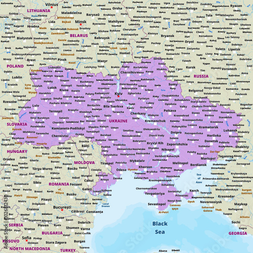 Simple political map of Ukraine