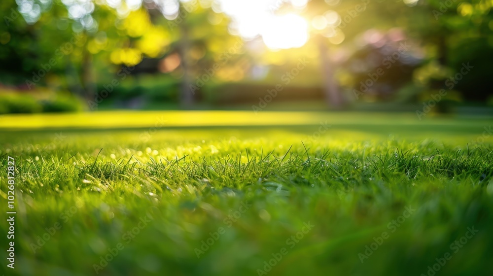 Lush Green Grass with Sunlight in the Background Lush Green Grass with Sunlight in the Background