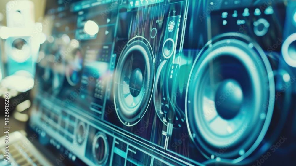 Fototapeta premium High-Tech Sound Interface on Computer Screen