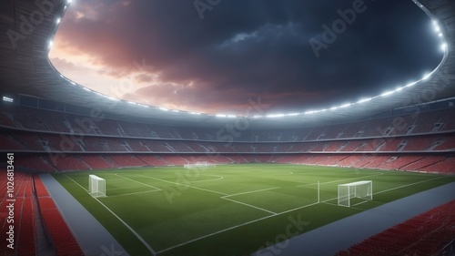 3d render emptry stadium evening without people photo