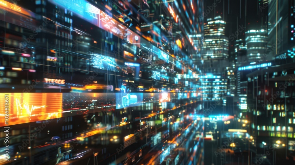 Dynamic Cityscape with Neon Lights and Motion Blur Dynamic Cityscape with Neon Lights and Motion Blur