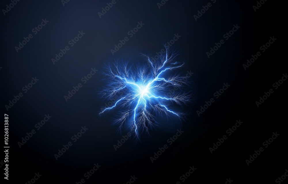 A blue electrical discharge with many branches, resembling a lightning bolt. A blue electrical discharge with many branches, resembling a lightning bolt.