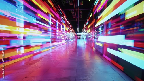 Vibrant Abstract Pathway with Colorful Light Trails
