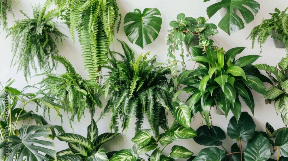 Lush Green Wall of Tropical Plants and Foliage Lush Green Wall of Tropical Plants and Foliage