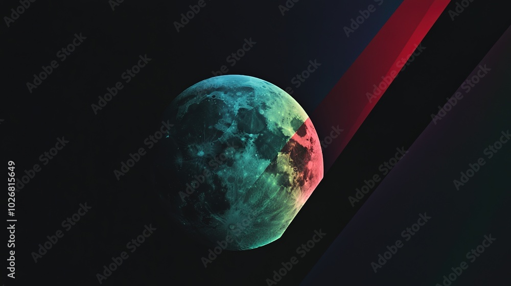 A minimalist album cover design featuring the interplay of moonlight and shadows in a striking, symbolic composition. The background blends shades of blue, green, and red, creating a dark yet vibrant A minimalist album cover design featuring the interplay of moonlight and shadows in a striking, symbolic composition. The background blends shades of blue, green, and red, creating a dark yet vibrant