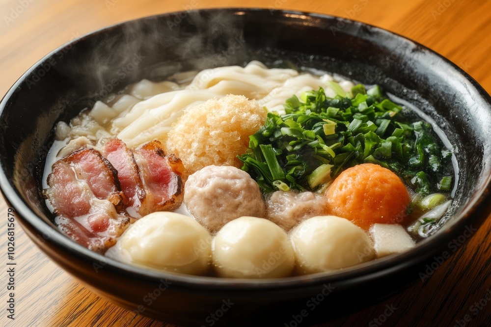 fresh shabu meal with pork bacon and cheese ball - generative ai fresh shabu meal with pork bacon and cheese ball - generative ai