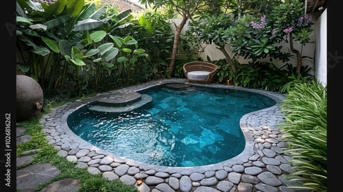 Serene Garden Pool with Natural Stone Surroundings