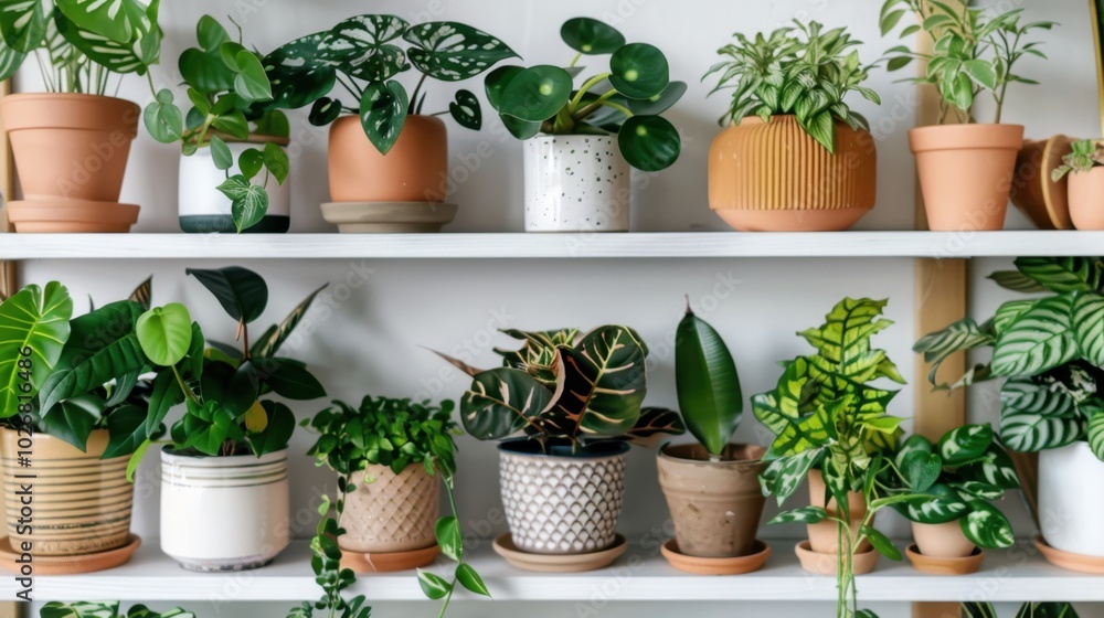 Lush Indoor Plant Collection on Stylish Shelving Lush Indoor Plant Collection on Stylish Shelving