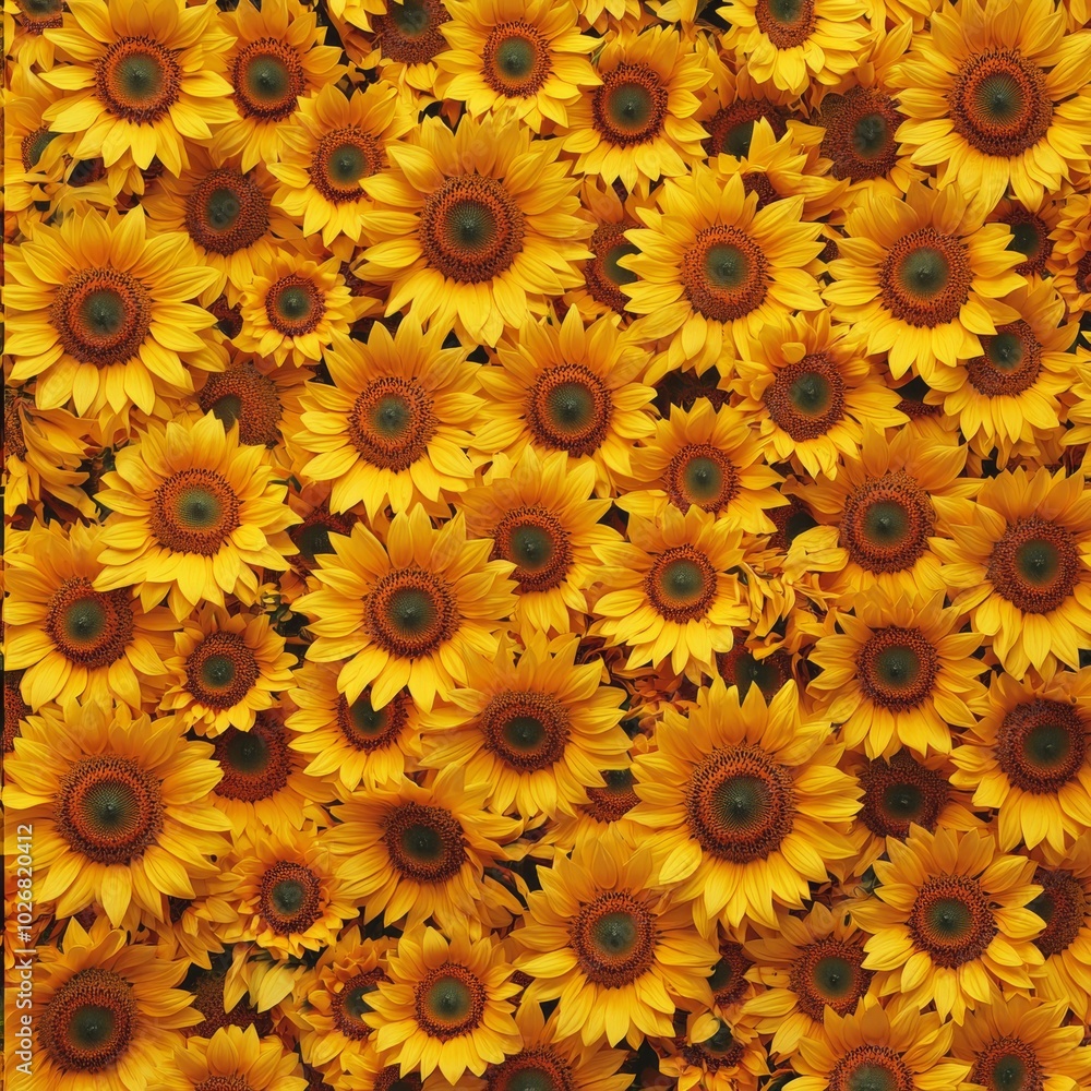 A vibrant field of sunflowers in full bloom, radiating golden yellow hues under bright sunshine. A vibrant field of sunflowers in full bloom, radiating golden yellow hues under bright sunshine.