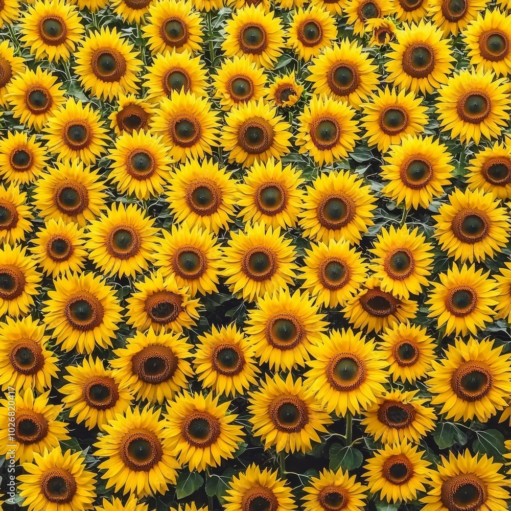 A vibrant field of yellow sunflowers in full bloom, radiating warmth and joy. A vibrant field of yellow sunflowers in full bloom, radiating warmth and joy.