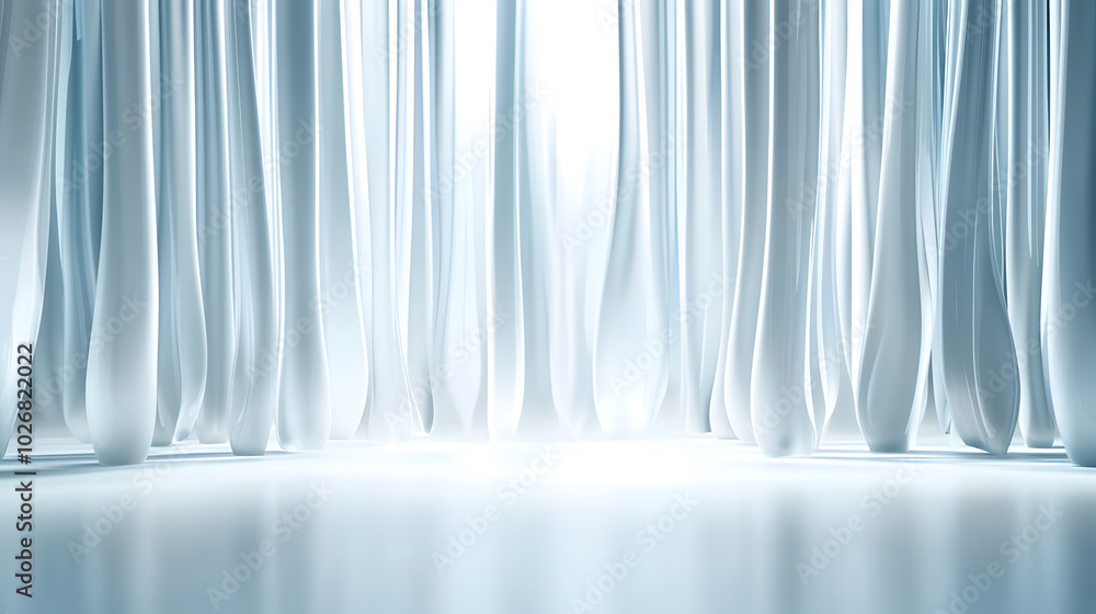 Fototapeta premium Stage with cascading light effects soft blue and white