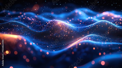 A 3D abstract illustration of futuristic data technology, generated by AI, showcasing complex digital patterns.