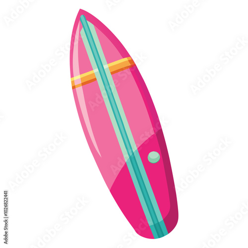 pink color surfboard vector illustration isolated on a white background