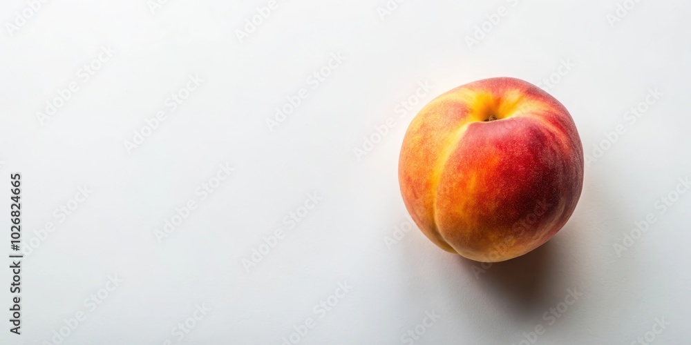 A Single Peach Rests on a Smooth White Surface, Its Rosy Skin Glowing Under a Gentle Light A Single Peach Rests on a Smooth White Surface, Its Rosy Skin Glowing Under a Gentle Light