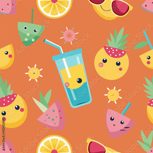 Cheerful Fruits and Summer Vibes Seamless Image