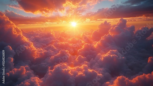 Sunset Sky Above the Clouds