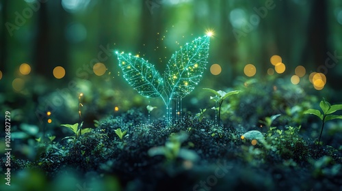 A concept image focuses on ecology, technology, and science, promoting the development of sustainable solutions for the future.