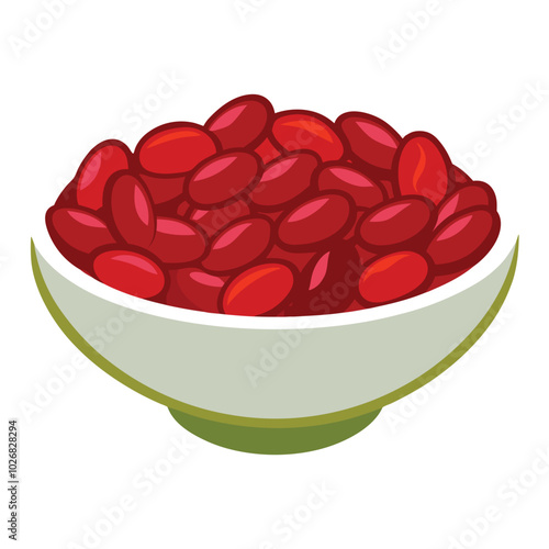 Red beans in dish vector