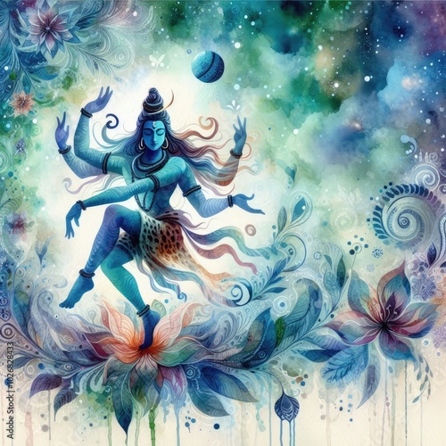 Watercolor Lord Mahadeva background image