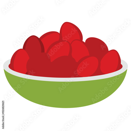 Red beans in dish vector illustration isolated on a white background