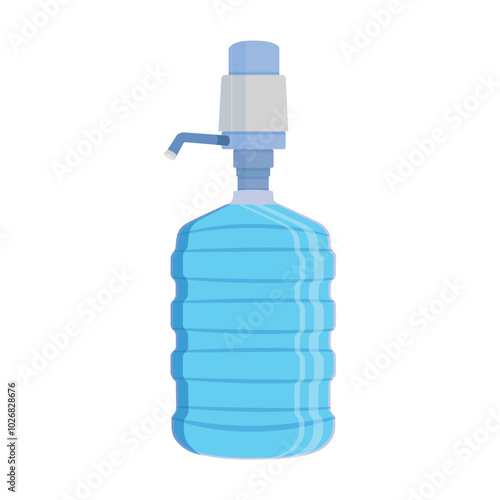 Vector illustration of clean water plastic bottle. Clean water drinking mineral icon or emblem, bottled water for coolers distribution service vector symbol plastic water bottle advertising
