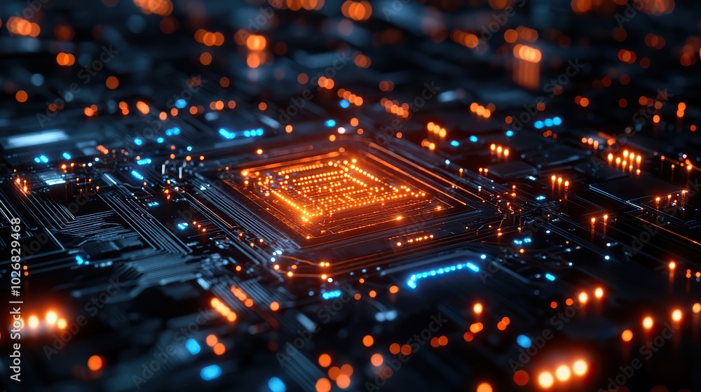 A digital circuit board pattern serves as a futuristic tech background, emphasizing the electric and interconnected nature of modern technology. A digital circuit board pattern serves as a futuristic tech background, emphasizing the electric and interconnected nature of modern technology.